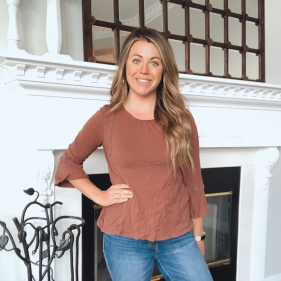 Sonoma Mauve Bohemian Cotton Belle Sleeve Top Medium - Picture 2 of 8